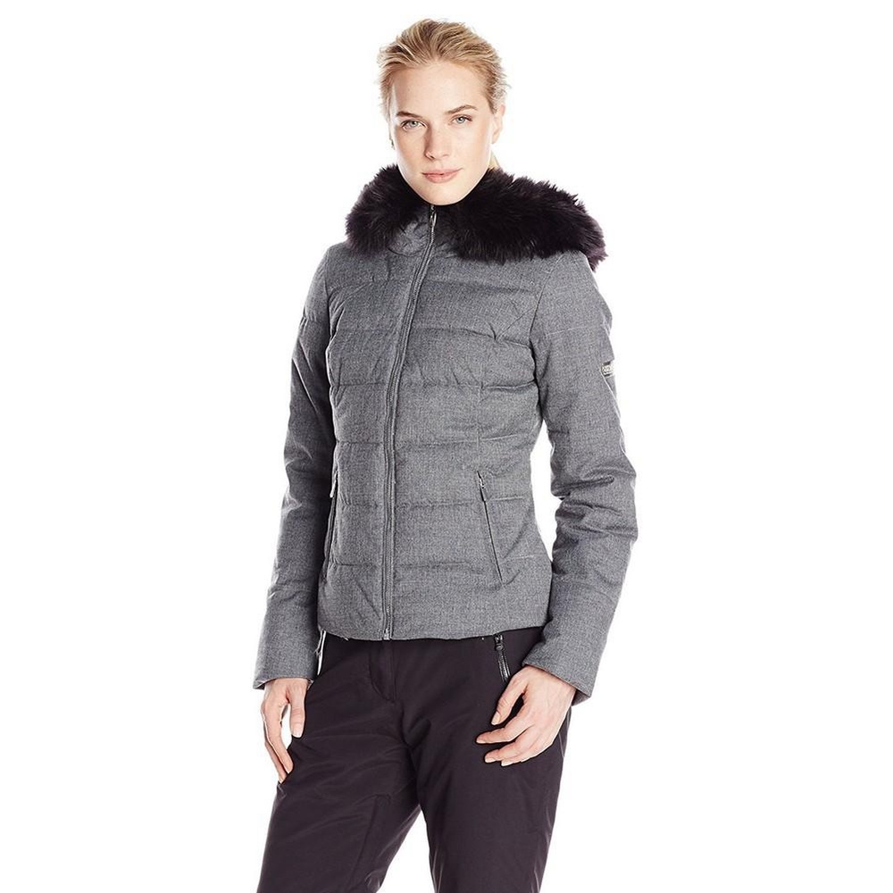 Obermeyer Bombshell Grey and Black Faux Fur Ski Jacket 6